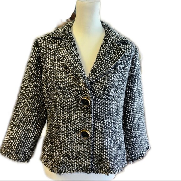 CAbi Style #686, Tweed Black White Gray, 2-Button Blazer Jacket, M - Picture 1 of 8